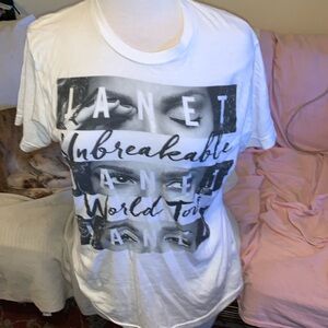 Janet Jackson Unbreakable World Tour White TShirt Size M 2015/2016 unisex